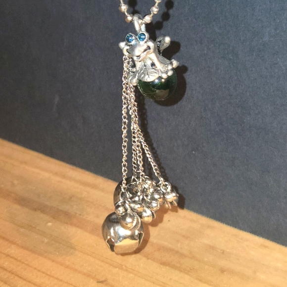 CCI Other - BEAUTIFUL SIGNED CCI PEWTER GREEN GLASS BALL FROG FAIRY BELLS CHARM